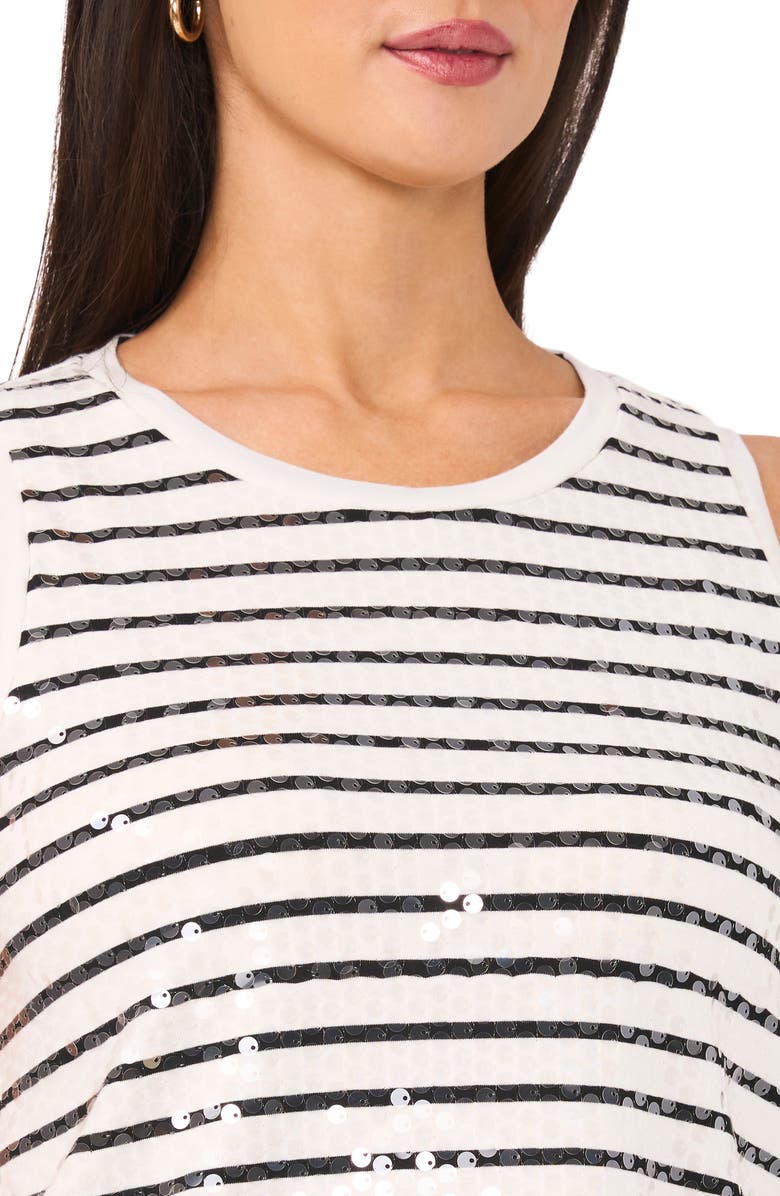 Vince Camuto Sequin Stripe Cotton Tank Top, Alternate, color, 
