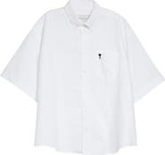 AMI PARIS Ami de Coeur Embroidered Boxy Cotton Poplin Button-Up Shirt