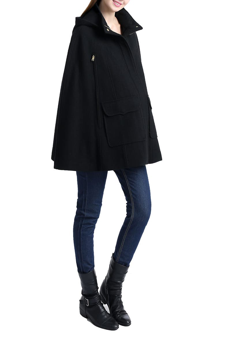 'Robin' Wool Blend Maternity Cape, Main, color, BLACK