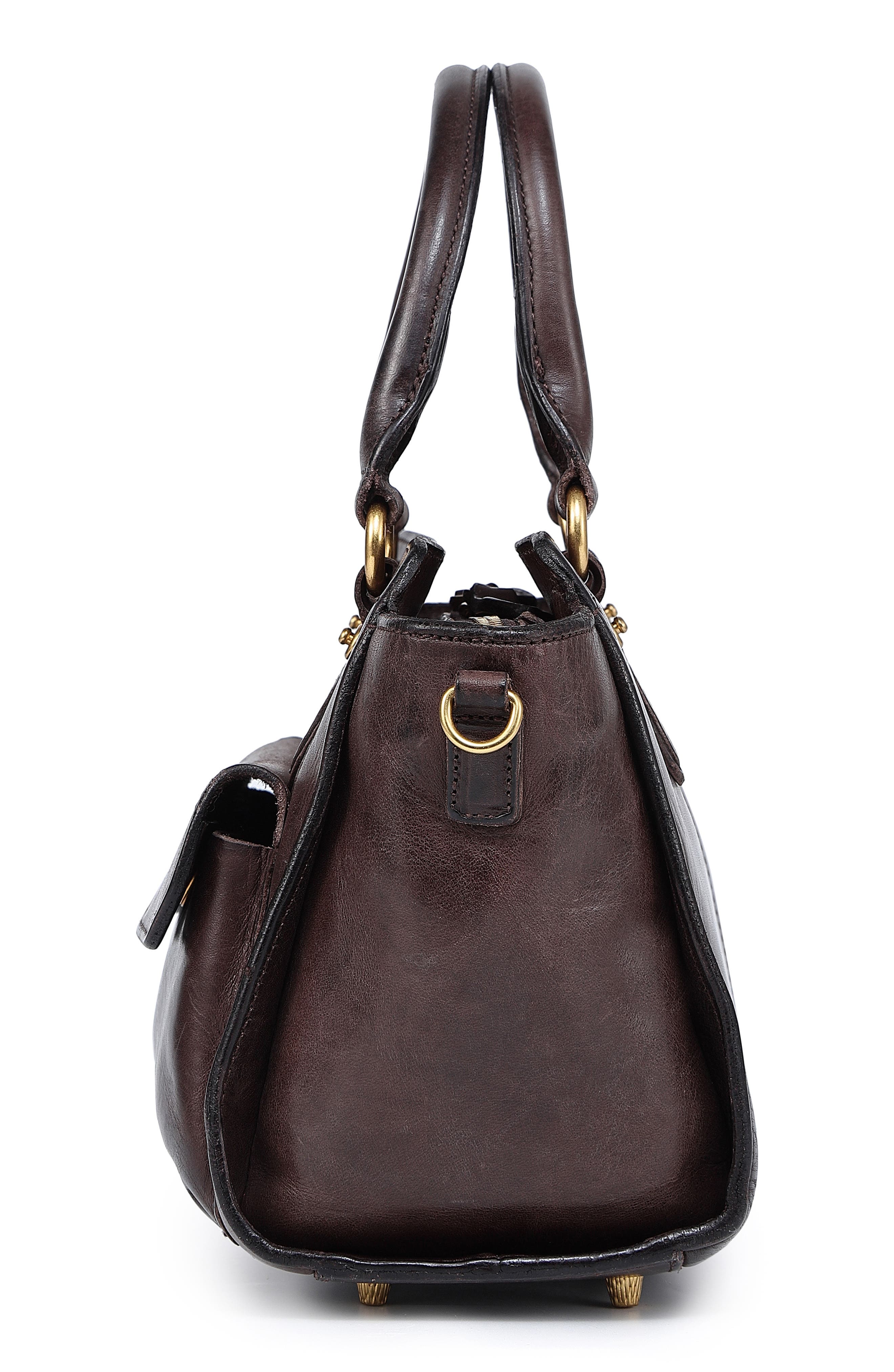 Pansy Mini Satchel Bag, Alternate, color, DARK BROWN