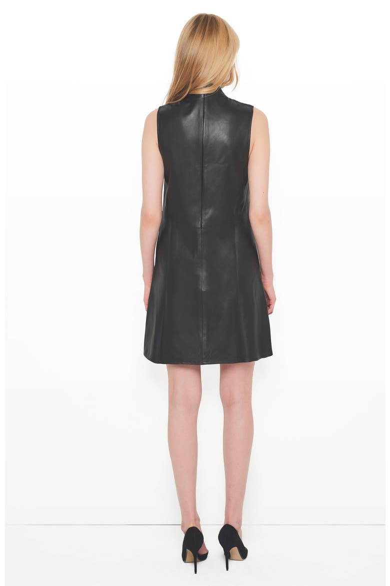 Crawford Upcycled Leather Dress, Alternate, color, Black