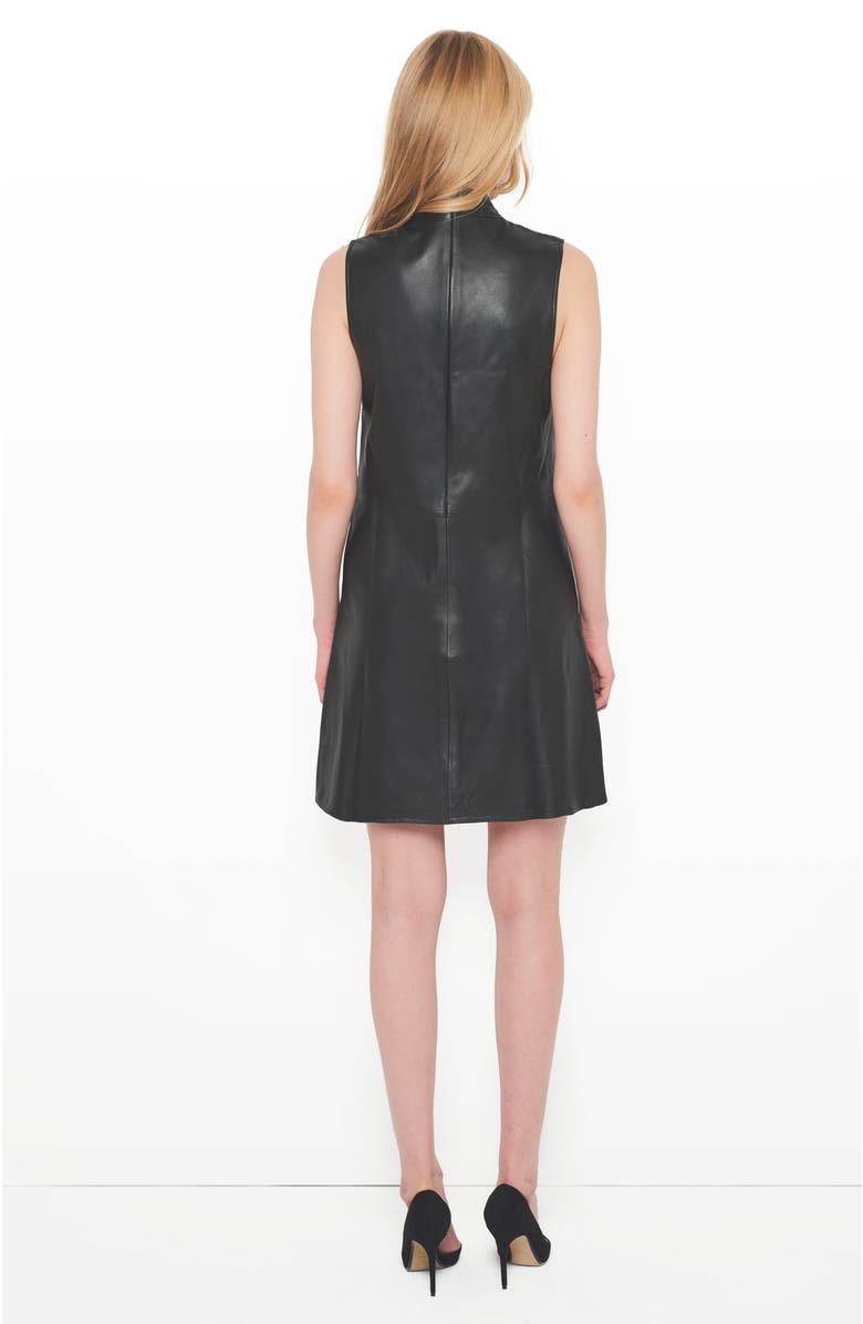 AS by DF Crawford Upcycled Leather Dress, Alternate, color, Black