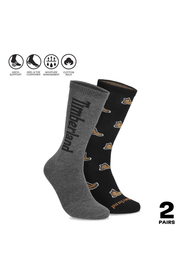 Assorted 2-Pack Crew Socks, Alternate, color, BLACK