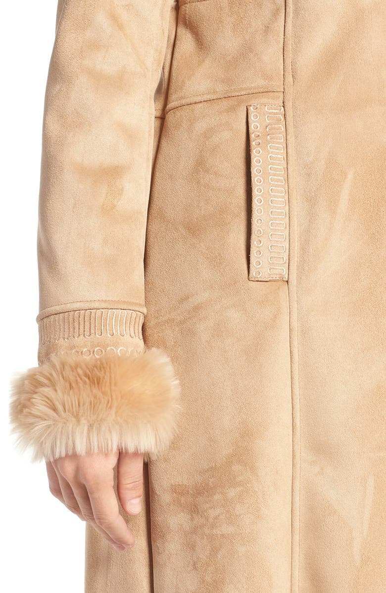 Belle Badgley Mischka Badgley Mischka Faux Shearling Lined Coat, Alternate, color,