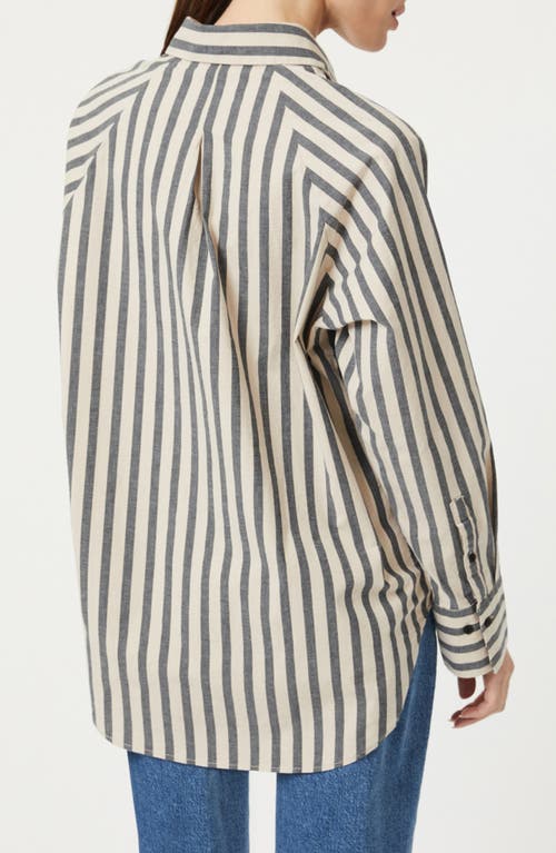 Mavi Jeans Oversize Stripe Long Sleeve Button-up Shirt In Beige Bold Stripe