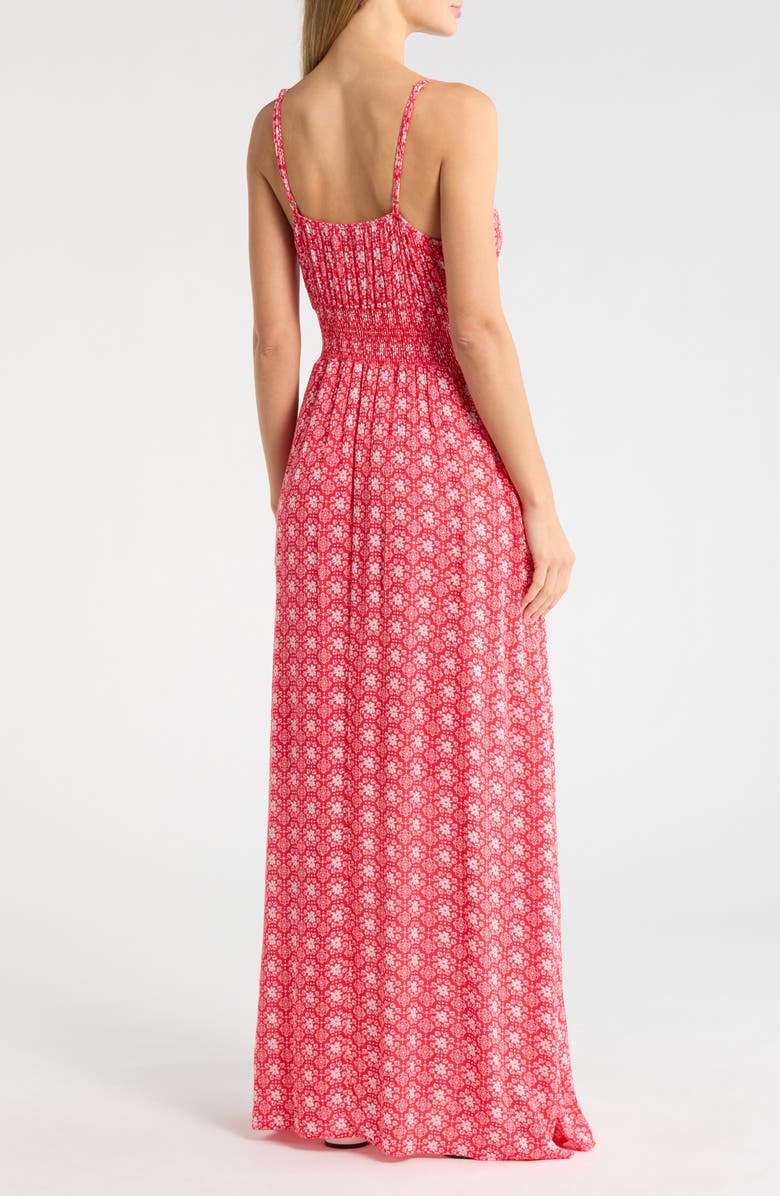 WEST K Smocked Gauze Sundress, Alternate, color, Red Daisy Floral