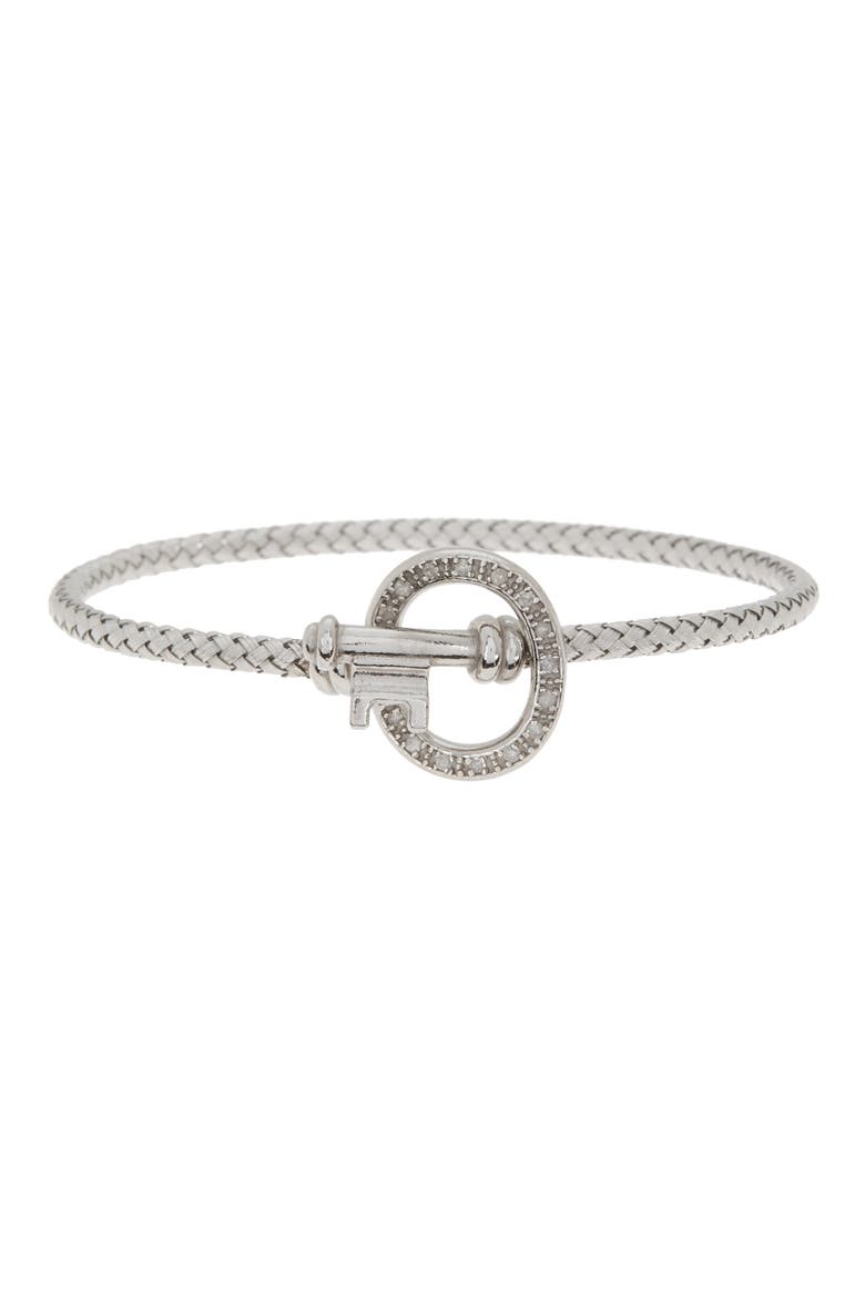 18K Gold Plated Diamond Bangle Bracelet - 0.15 ctw, Main, color, WHITE GOLD