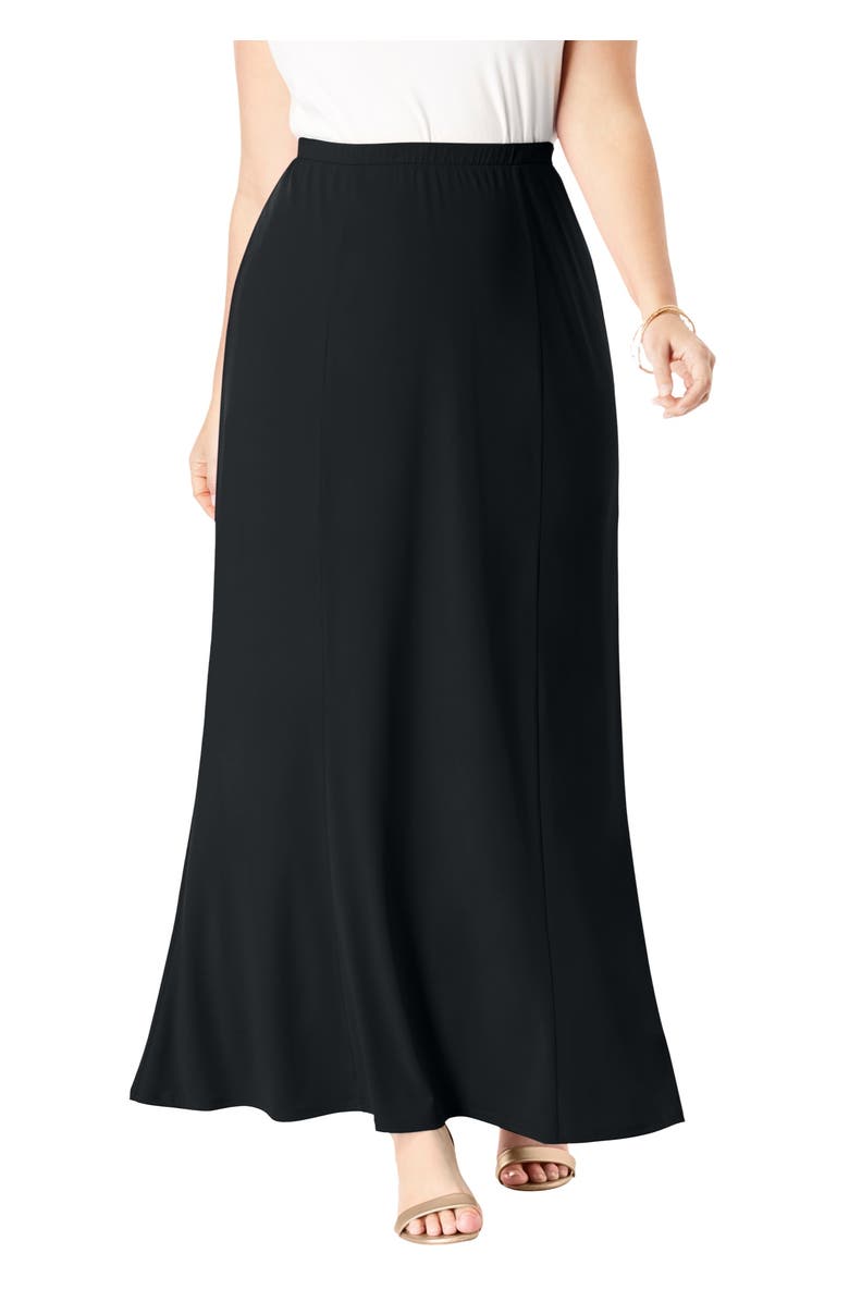 Jessica London Stretch Knit Maxi Skirt, Main, color, Black