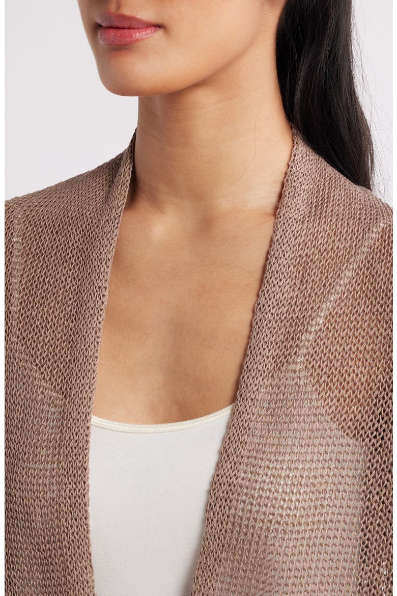 Organic Linen & Organic Cotton Cardigan, Alternate, color, COCOA