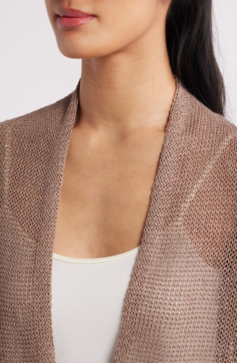 Eileen Fisher Organic Linen & Organic Cotton Cardigan, Alternate, color, Cocoa