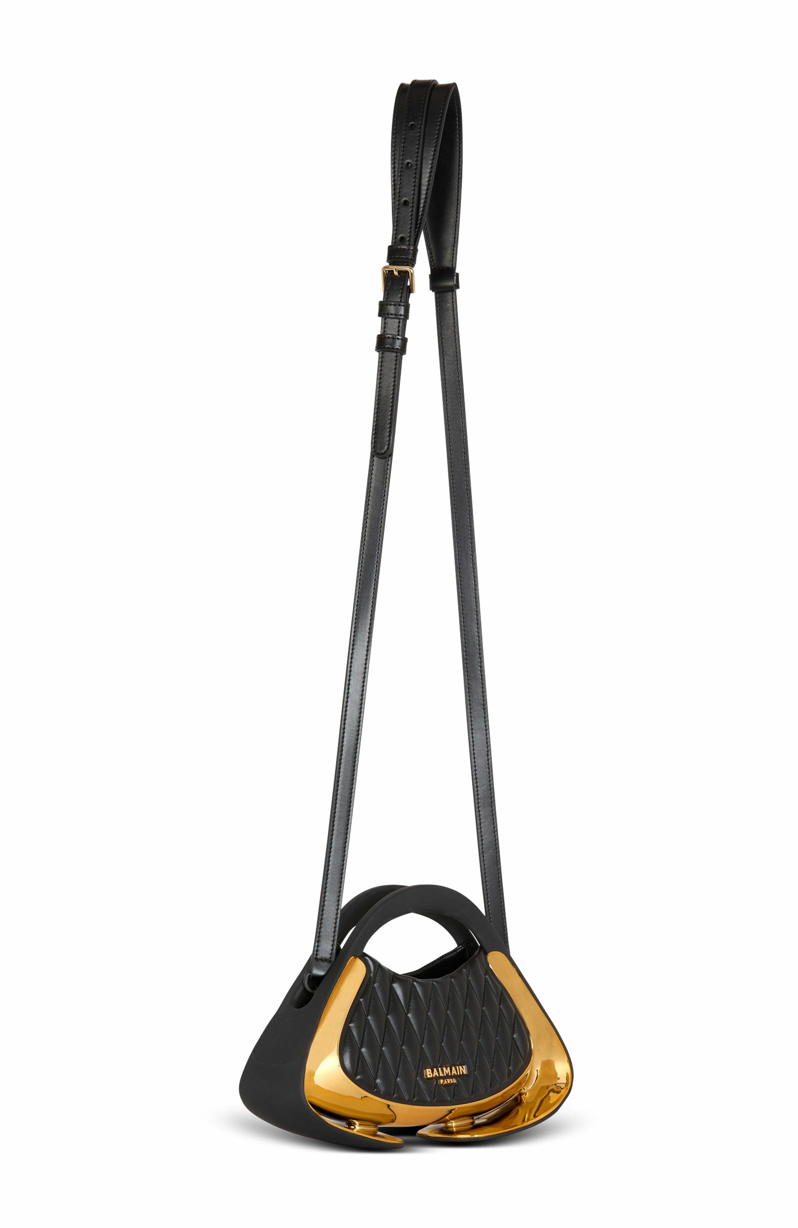 Balmain Quilted Small Jolie Madame Bag, Alternate, color, Black