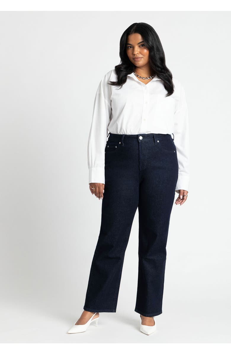 ELOQUII The Naomi Comfort Stretch Straight Leg Jean, Alternate, color, True Dark Rinse Denim