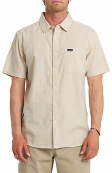 Dobby Stripe Classic Short Sleeve Cotton Button-Up Shirt
