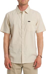 Quiksilver Dobby Stripe Classic Short Sleeve Cotton Button-Up Shirt