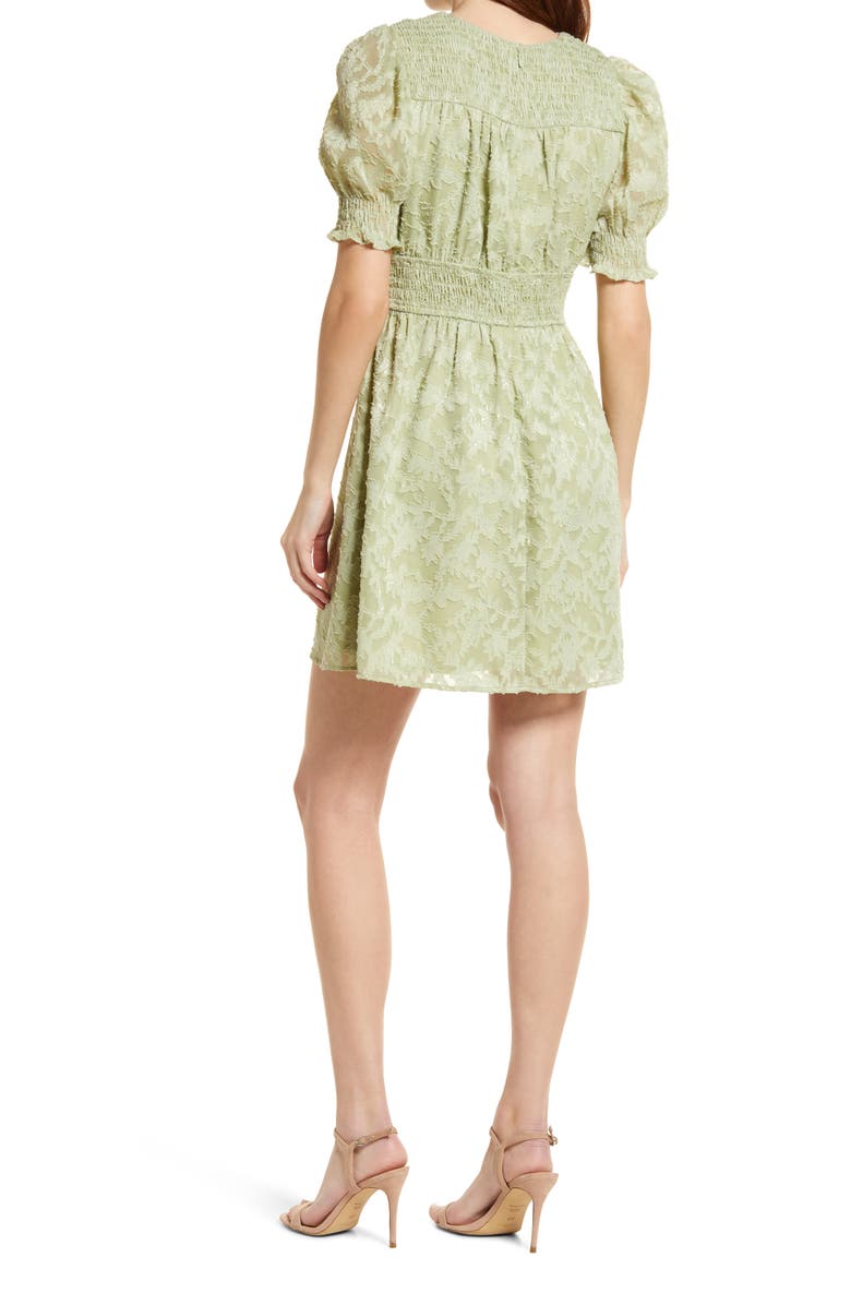 Adelyn Rae Jules Smocked Burnout Chiffon Minidress, Alternate, color,
