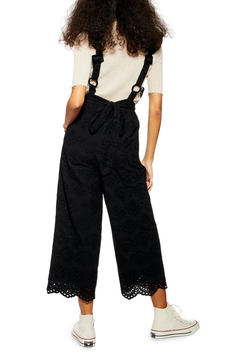 Embroidered Ruffle Jumpsuit, Alternate, color, BLACK