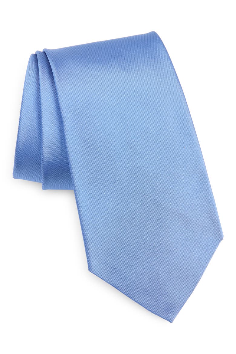 Solid Silk Peau de Soie Tie, Main, color, LIGHT BLUE