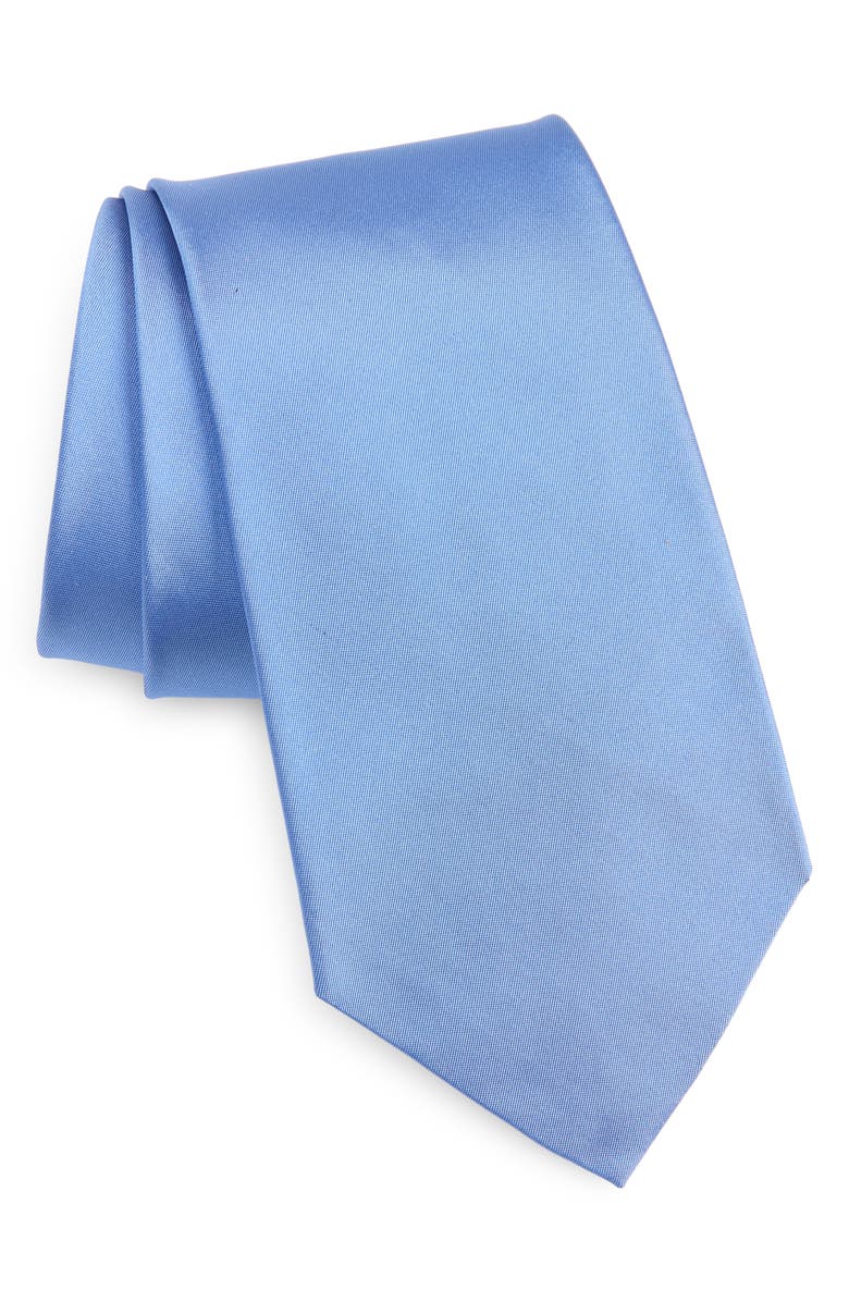 Ralph Lauren Purple Label Solid Silk Peau de Soie Tie, Main, color, Light Blue