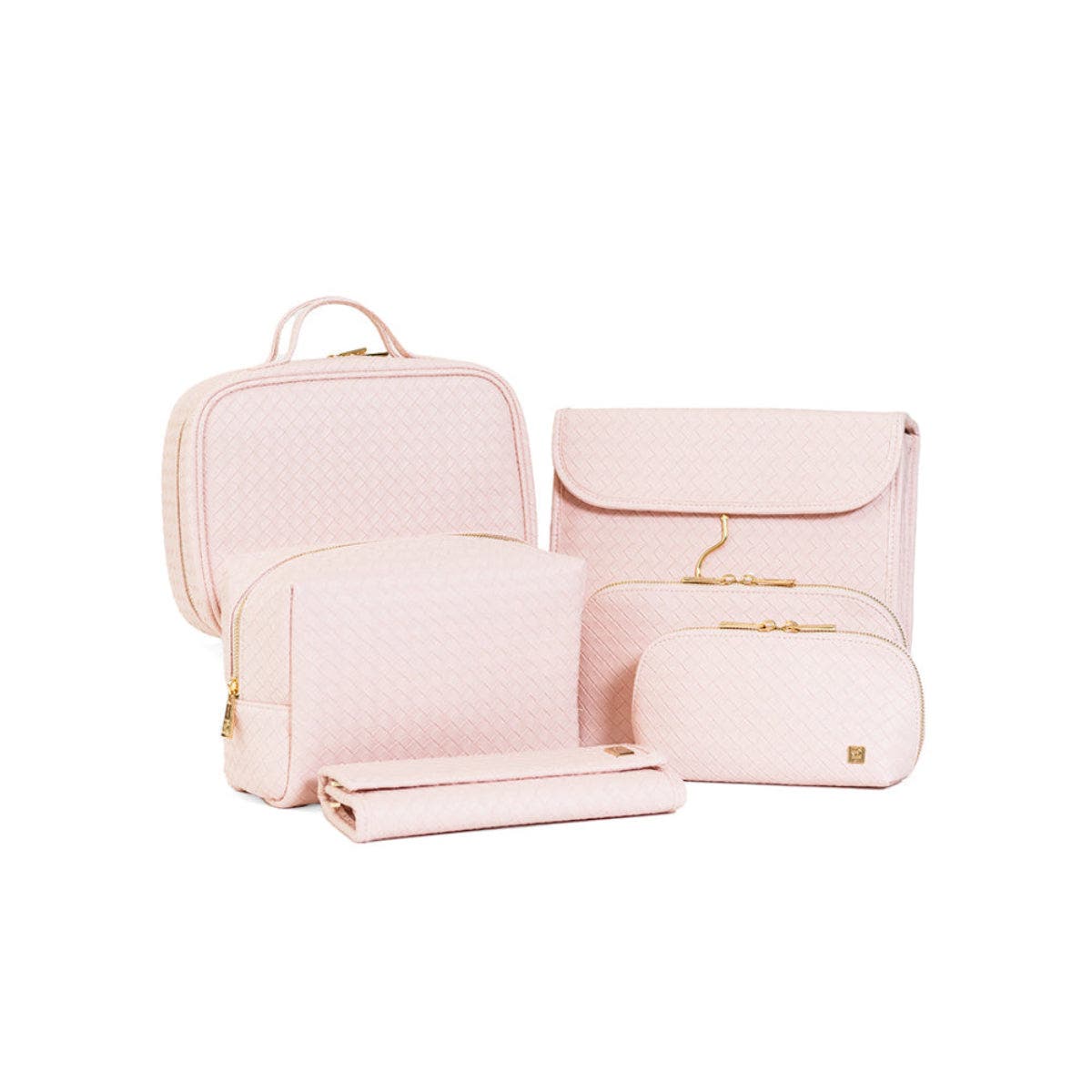 Woven Shell Makeup Bag, Alternate, color, Pink