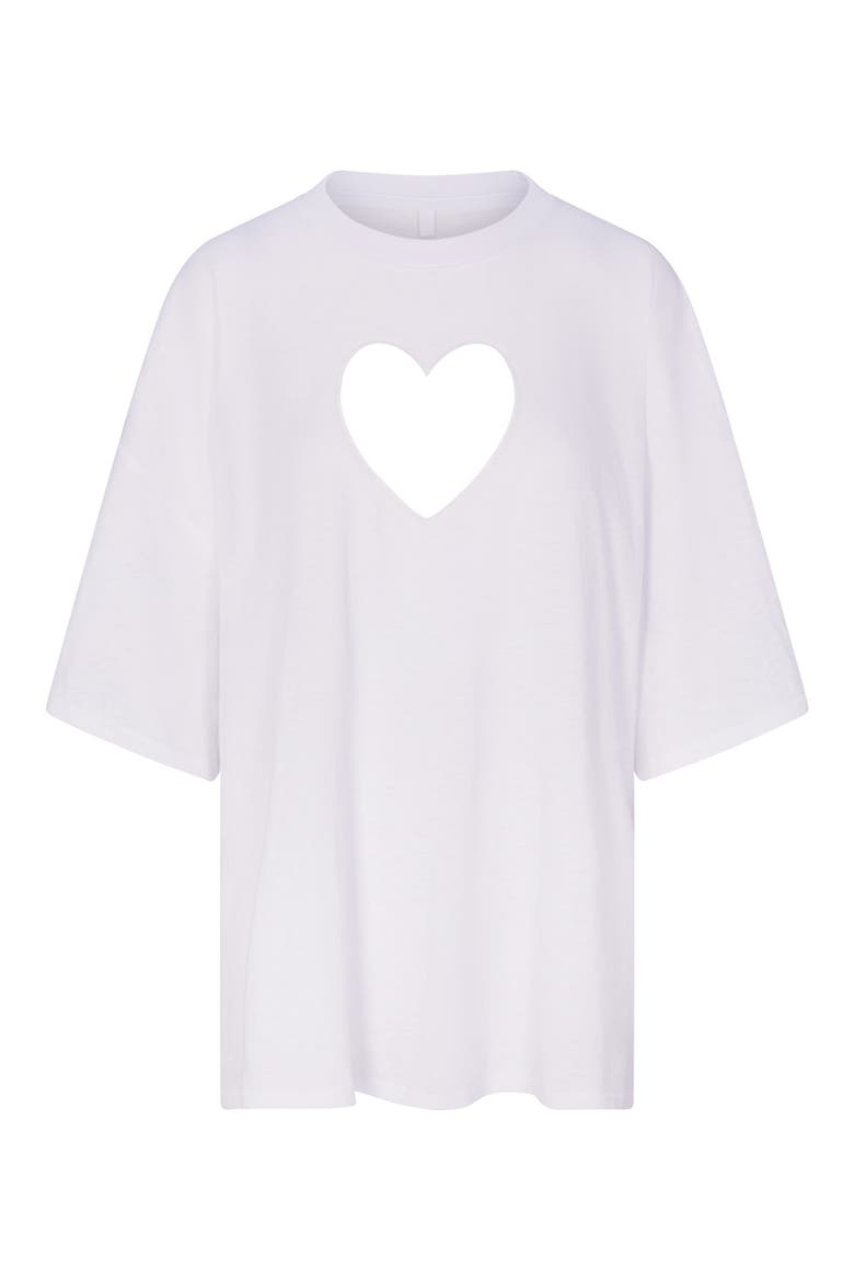 Heart Cutout Pajama T-Shirt, Alternate, color, SNOW