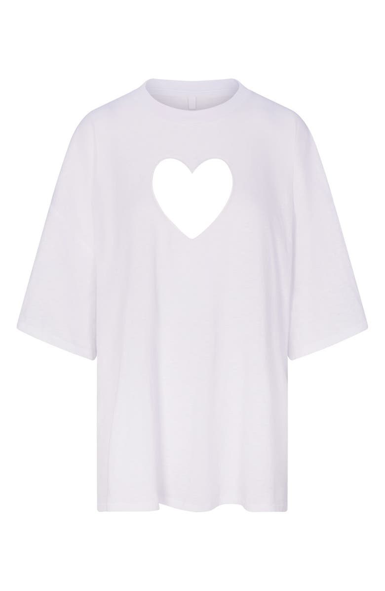 SKIMS Heart Cutout Pajama T-Shirt, Alternate, color, Snow
