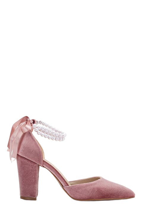 Hazel Block Heels with Pearls