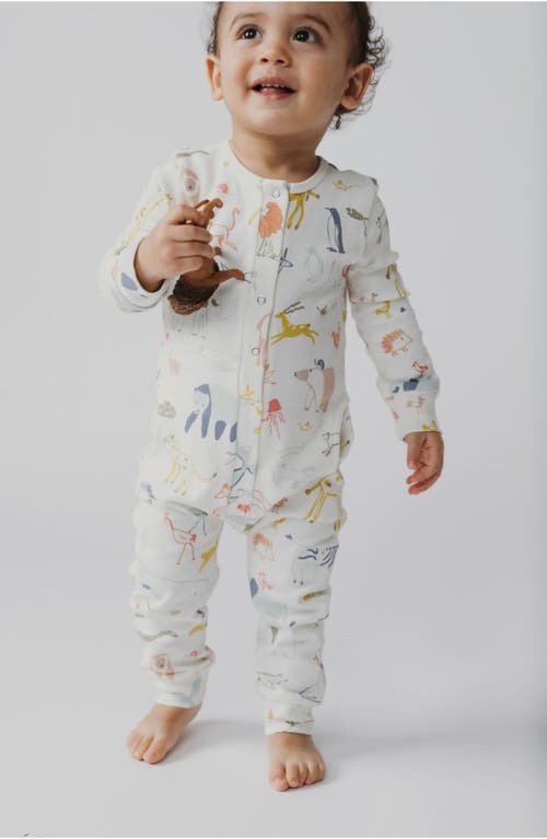 Pehr Print Long Sleeve Organic Cotton Placket Romper In Neutral