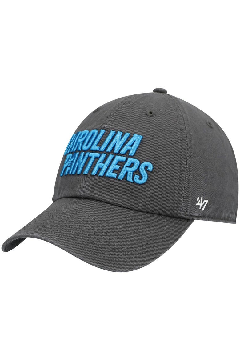Men's '47 Charcoal Carolina Panthers Clean Up Script Adjustable Hat, Main, color, Charcoal
