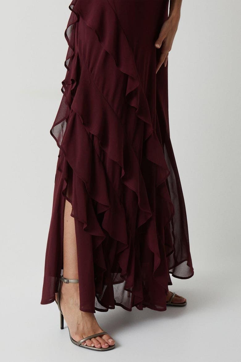 Honoured Ruffle Georgette Maxi Dress, Alternate, color, Malbec