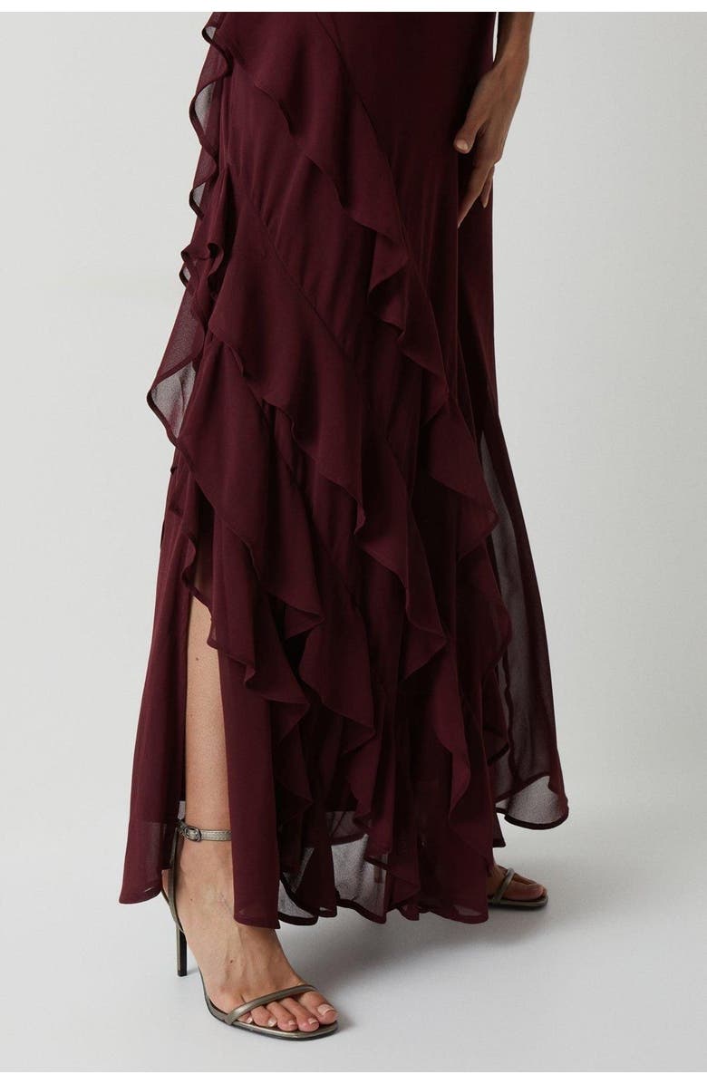 Coast Honoured Ruffle Georgette Maxi Dress, Alternate, color, Malbec