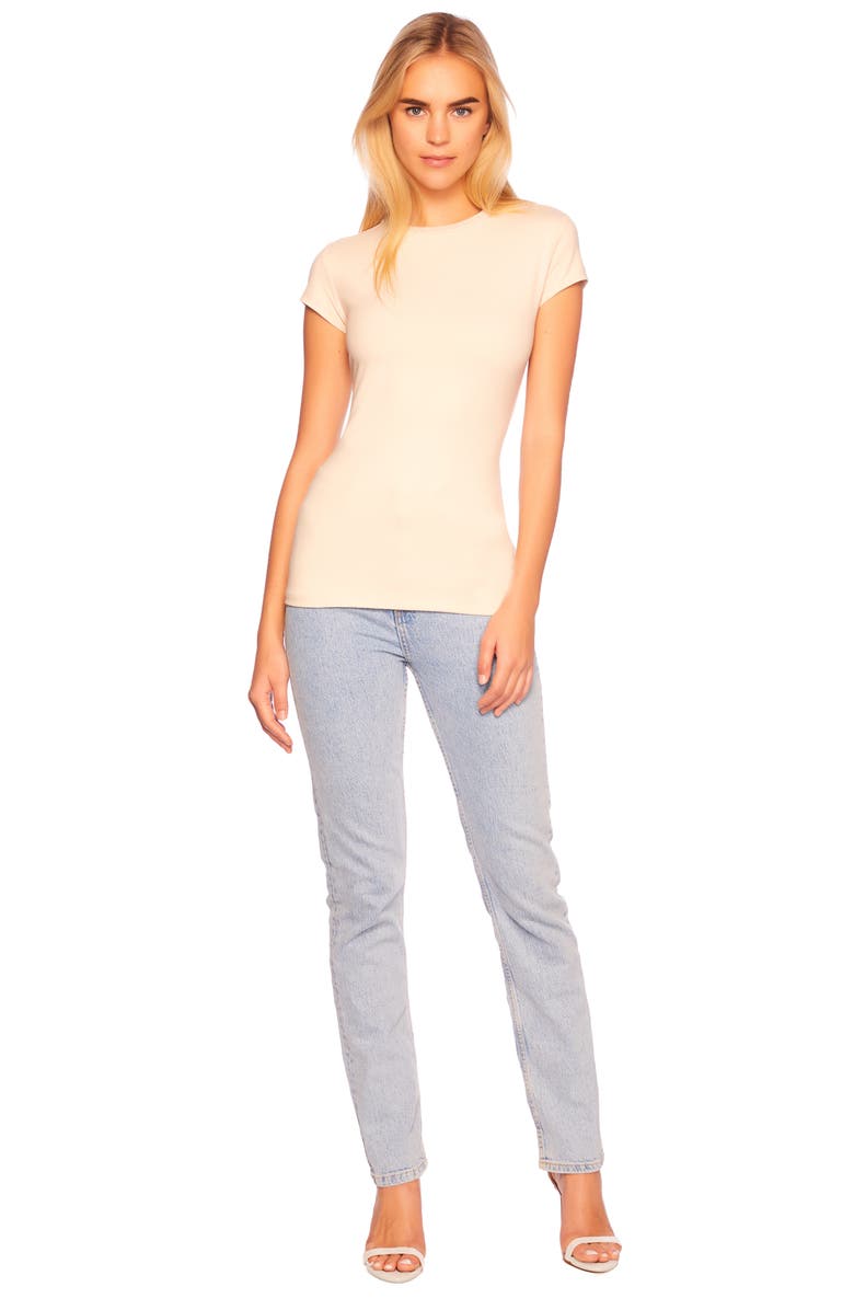Susana Monaco Cap Sleeve T-Shirt, Alternate, color, Blanched Almond