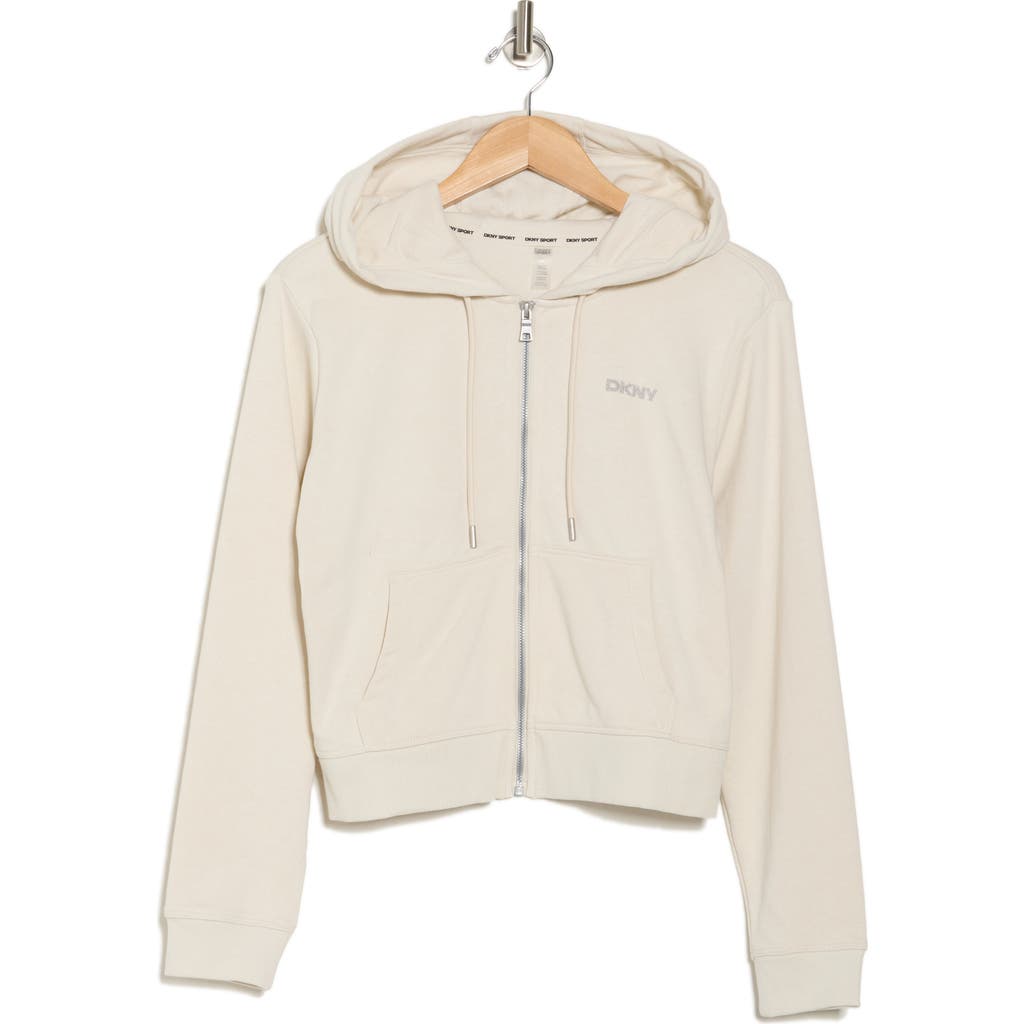Dkny Mini Stud Logo Zip Hoodie In Light City Khaki