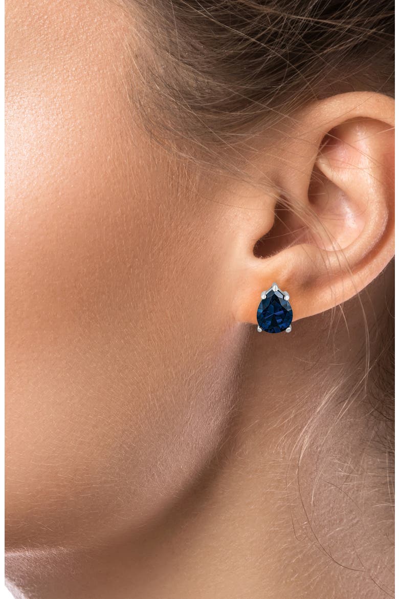Pear Cut Cubic Zirconia Stud Earrings, Alternate, color, BLUE/ SILVER