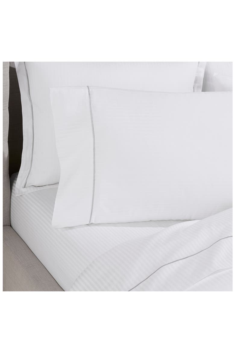 Signature Embroidered Stripe Sheet Set, Alternate, color, WHITE