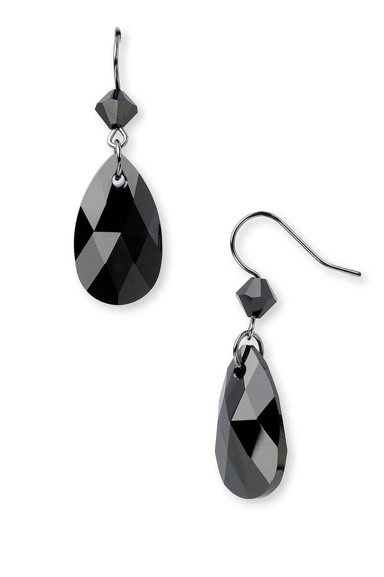 Crystal Collection Crystal Drop Earrings, Main, color, JET HEMETITE