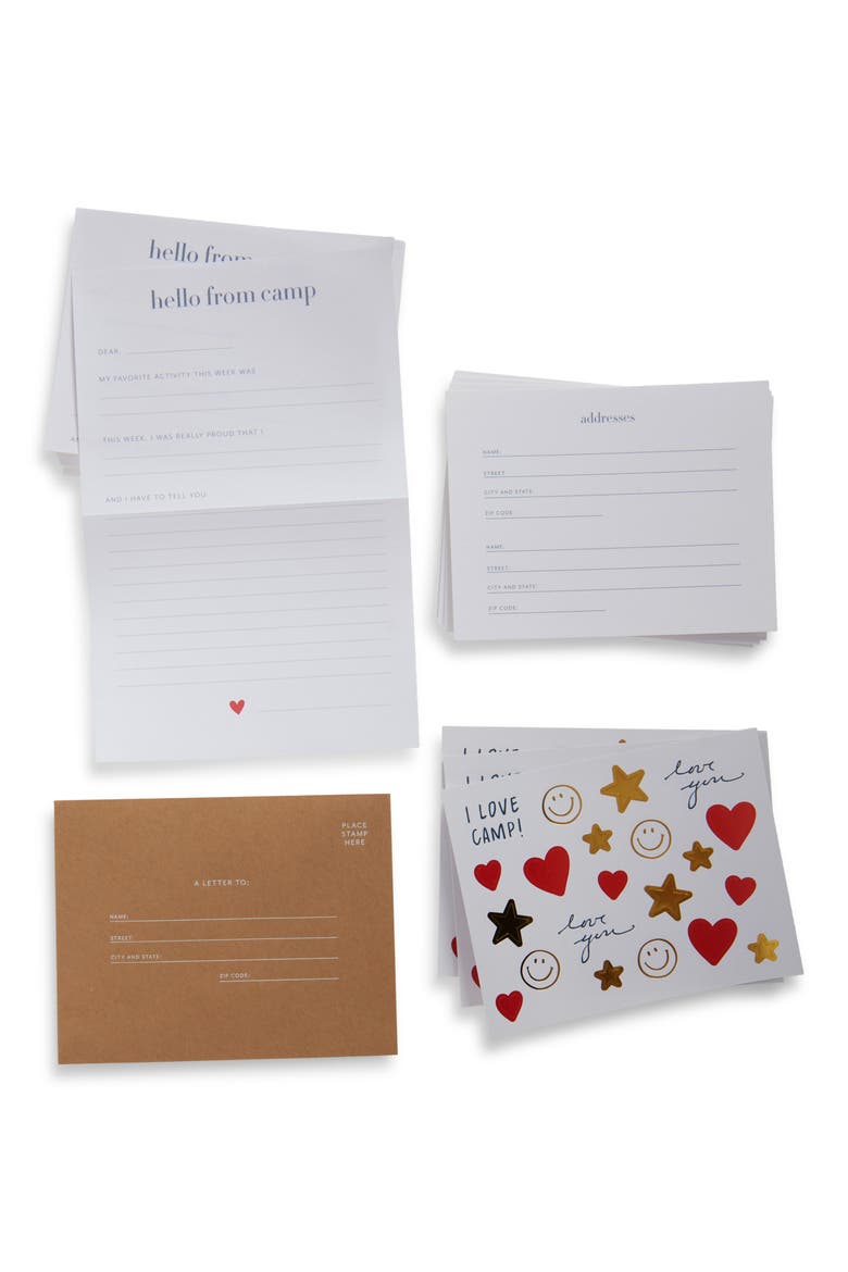 Camp Notes Set of 12 Notecards & Envelopes, Alternate, color, WHITE