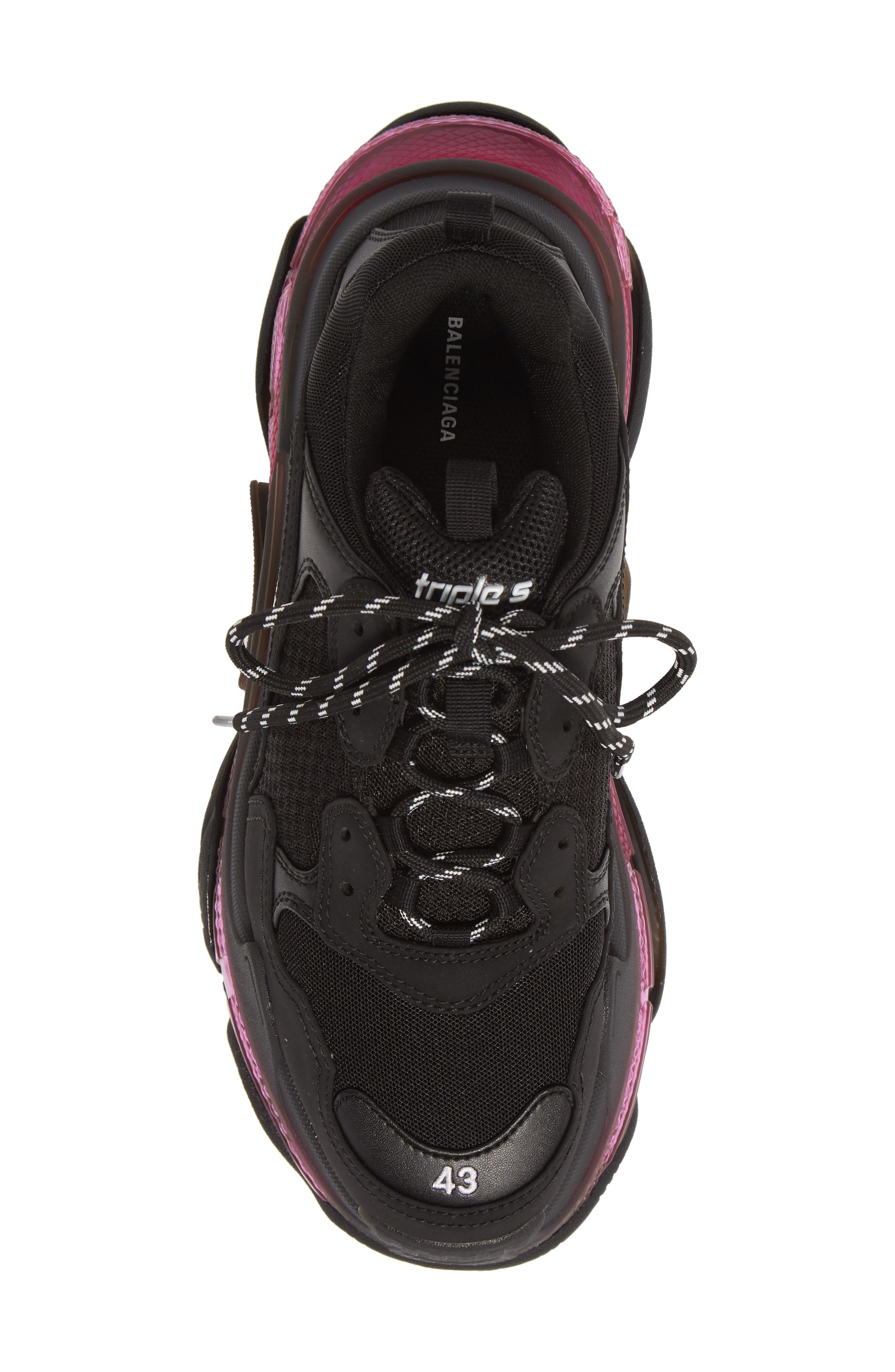 Triple-S Air Retro Sneaker, Alternate, color, BLACK/ PINK NEON