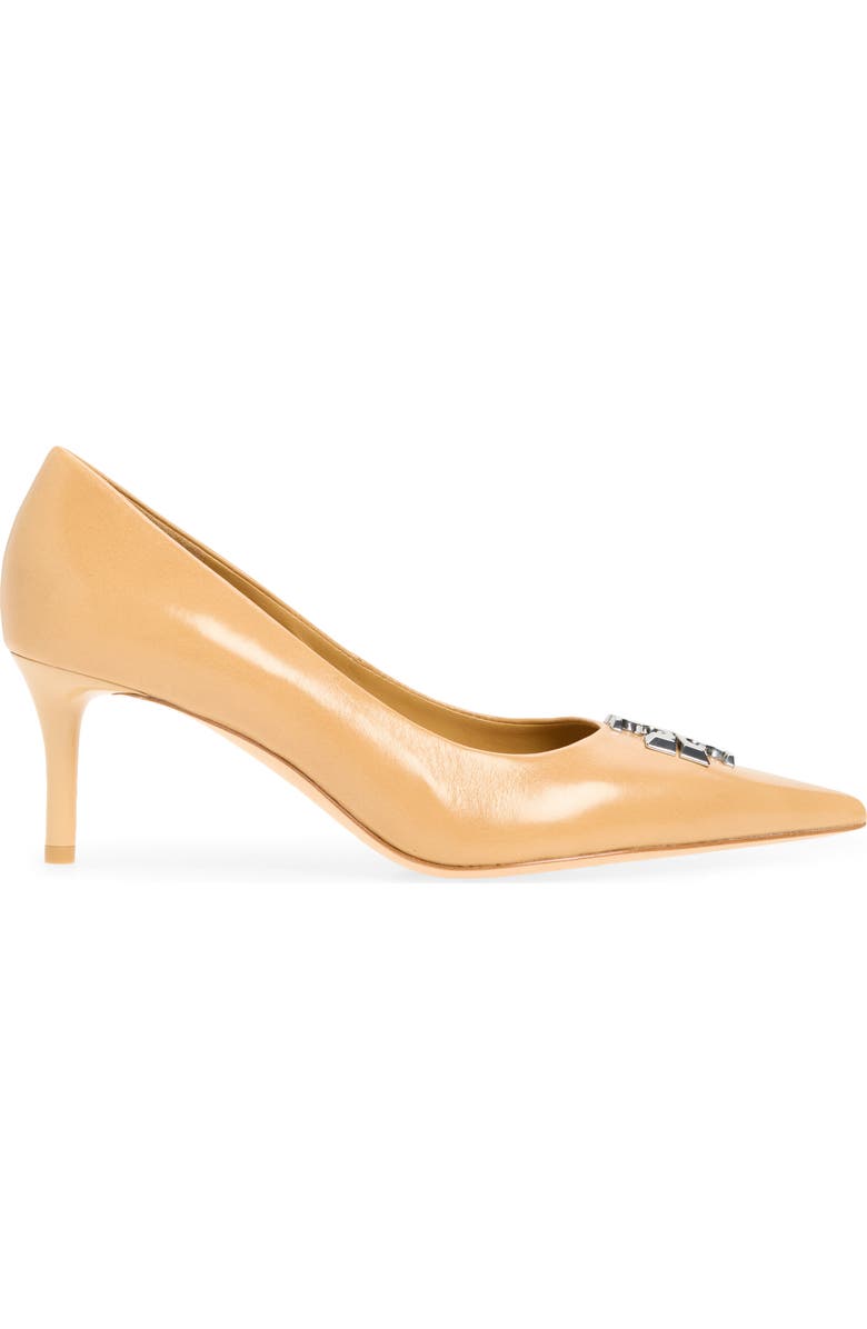 Tory Burch Eleanor Pointed Toe Pump, Alternate, color, Honeycomb Tan / Silver
