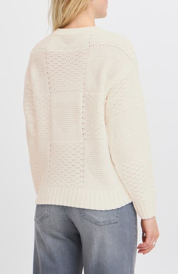 ICHI ICHI PATCHWORK KNIT PULLOVER SWEATER