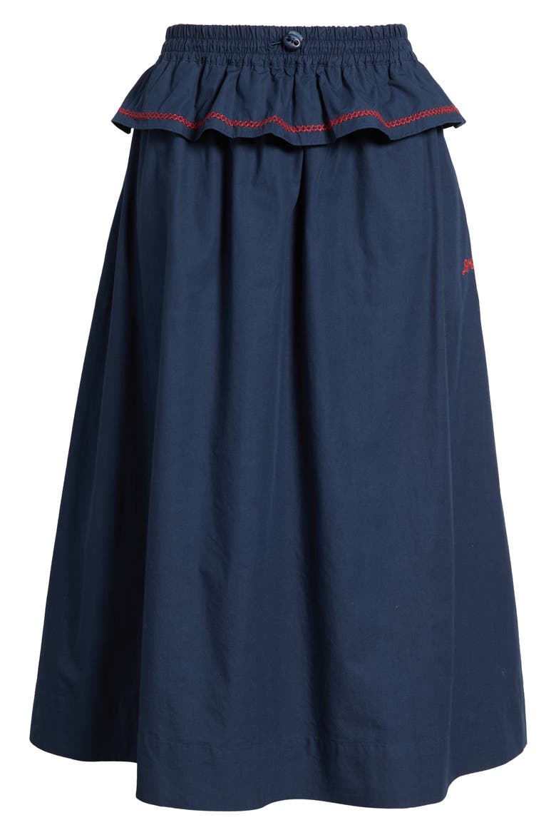 Sigrid Peplum Waist Midi Skirt, Alternate, color, NAVY