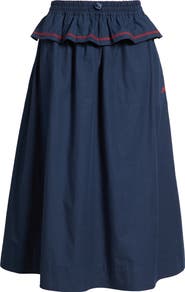 Damson Madder Sigrid Peplum Waist Midi Skirt