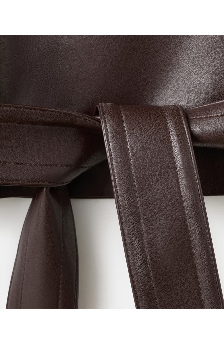 MANGO Faux Leather Belted Jacket, Alternate, color, Maroon