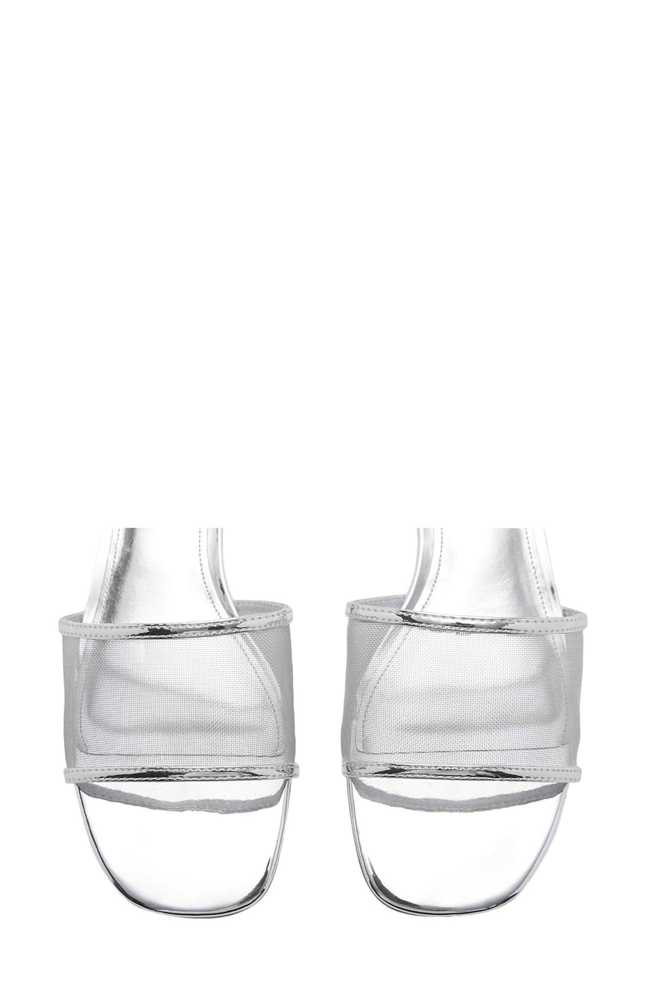 MANGO Kitten Heel Slide Sandal, Alternate, color, Silver
