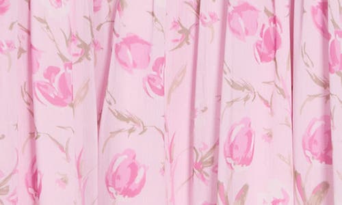 Lush Ruffle Cinch Midi Dress In Pink Floral
