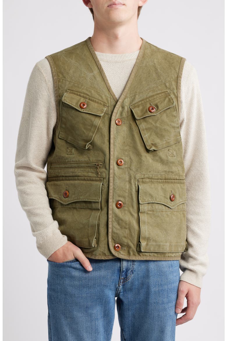Stonewashed Compound Cotton Vest, Alternate, color, OLIVE