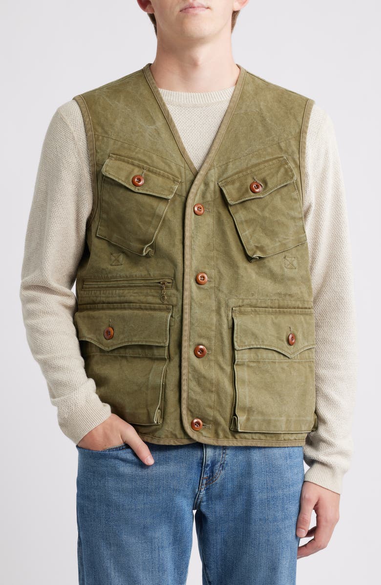 Schott NYC Stonewashed Compound Cotton Vest, Alternate, color, Olive