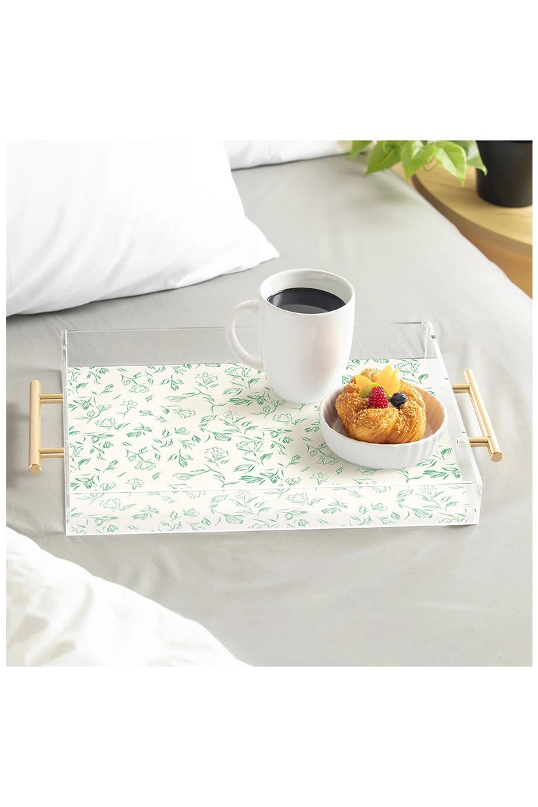 Romantic Green Acrylic Serving Tray, Alternate, color, WHITE