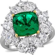 Julianna B. Lab-Created Emerald & Diamond Floral Ring 18k