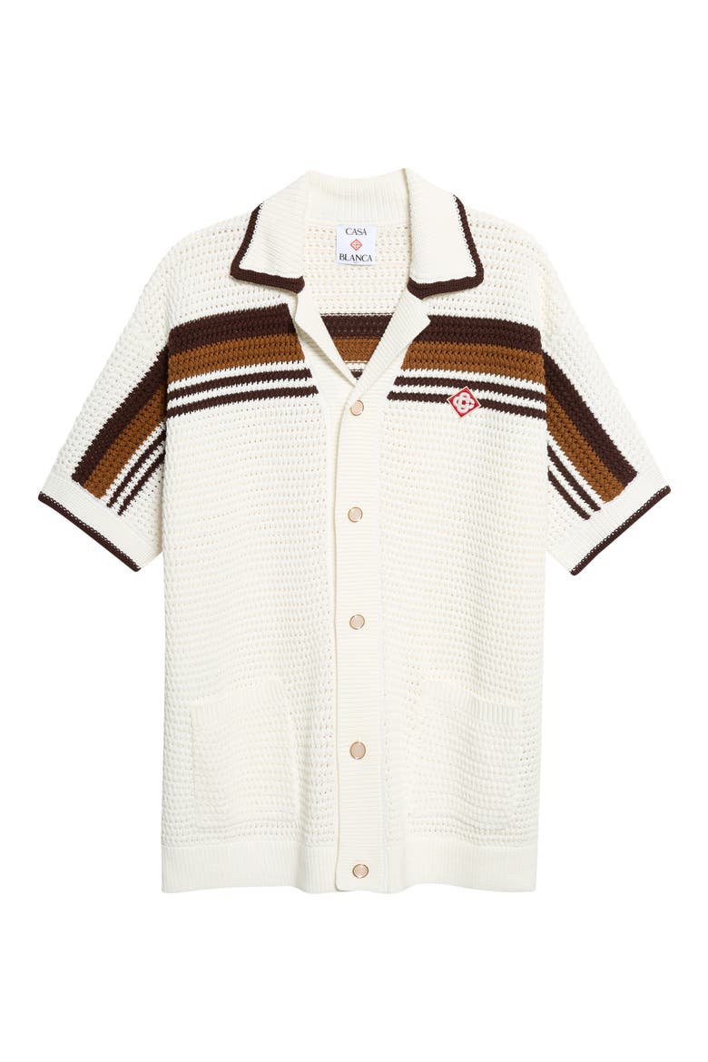 Tennis Stripe Cotton Open Stitch Sweater, Main, color, COTTON