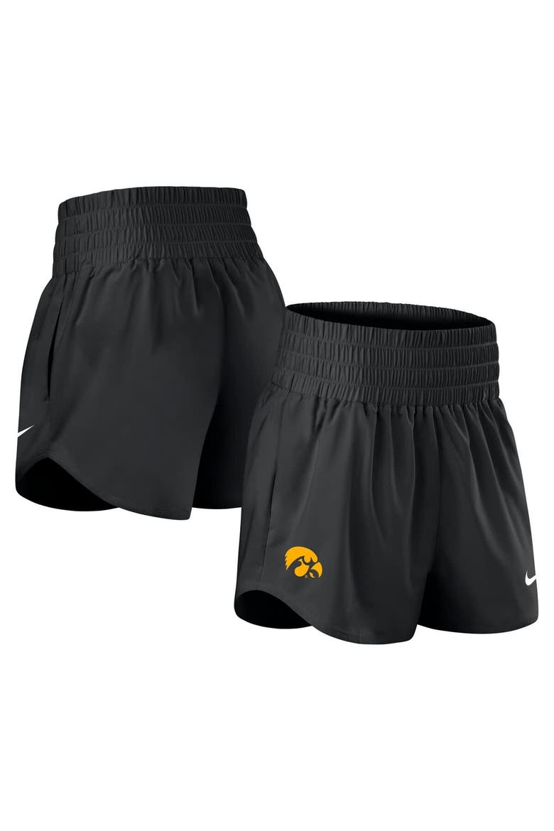 Women's Nike Black Iowa Hawkeyes Performance One Dri-FIT High-Rise Shorts, Alternate, color, Black